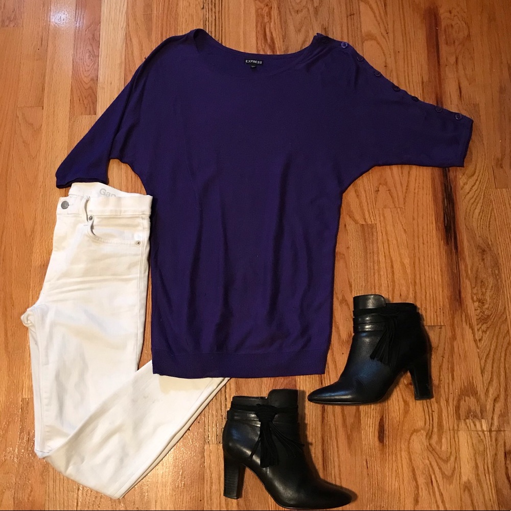 Express Long Sweater With Button Sleeve